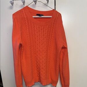 Basic Editions Bold Orange Cable Knit Sweater